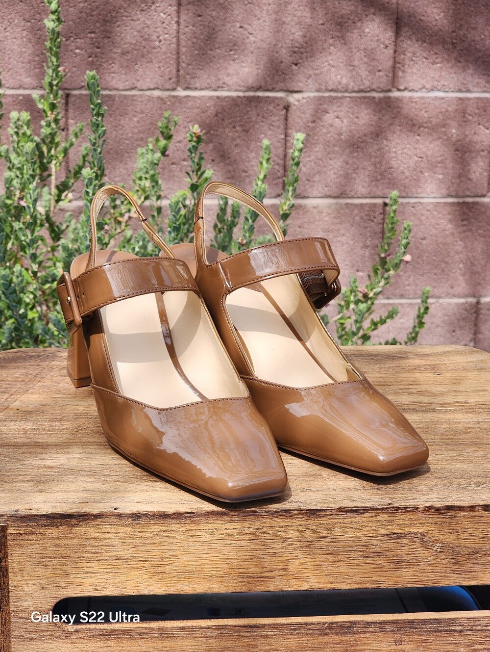 Alex Marie Women's Leighten Brown Patent Square Toe Slingback Pumps Size 9.5 - Picture 7 of 9